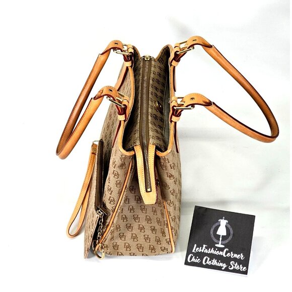 Dooney and Bourke Mocha Signature Monogram Logo Purse Satchel Medium 1701 - Picture 9 of 16